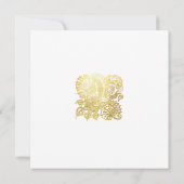 金ゴールドグリッターフローラオーナメント結婚式招待状 招待状 (裏面)