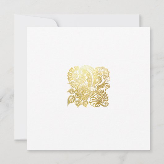 金ゴールドグリッターフローラオーナメント結婚式招待状 招待状 (裏面)