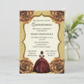 金ゴールドグリッターフローラキンセアニェラ誕生日 招待状 (スタンド正面)