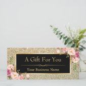 金ゴールドグリッターフローラギフト証明書カード (スタンド正面)