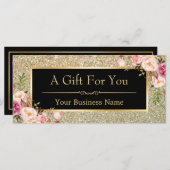 金ゴールドグリッターフローラギフト証明書カード (正面/裏面)