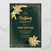 金ゴールドグリッターフローラグリーン企業のクリスマス 箔シーズンカード (正面)