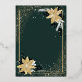 金ゴールドグリッターフローラグリーン企業のクリスマス 箔シーズンカード (裏面)