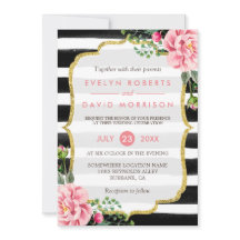 金ゴールドグリッターフローラストライプ白黒結婚ズ