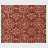 金ゴールドグリッターフローラペイズリーマンダラパターン ラッピングペーパー (フラット)