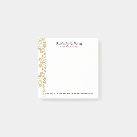 金ゴールドグリッターフローラレースアクセント ポストイット (正面)