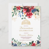 金ゴールドグリッターフローラ写真ティアラ・キンセアニラ 招待状 (正面)