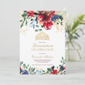 金ゴールドグリッターフローラ写真ティアラ・キンセアニラ 招待状 (スタンド正面)