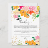 金ゴールドグリッターフローラ写真植物卒業 サンキューカード (正面)