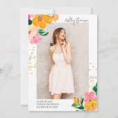 金ゴールドグリッターフローラ写真植物卒業 招待状 (裏面)