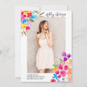 金ゴールドグリッターフローラ山花写真卒業 招待状 (裏面)