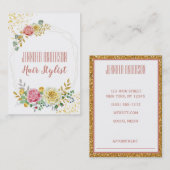 金ゴールドグリッターフローラ幾何美しいアポイントメント 予約カード (正面/裏面)