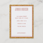 金ゴールドグリッターフローラ幾何美しいアポイントメント 予約カード (裏面)