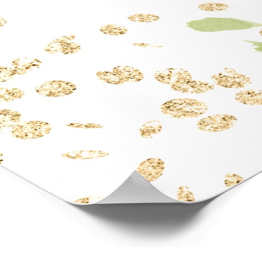 金ゴールドグリッターフローラ植物卒業へようこそ ポスター (角)