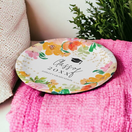 金ゴールドグリッターフローラ植物学級 ペーパープレート