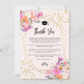 金ゴールドグリッターフローラ水彩写真卒業 サンキューカード (正面)