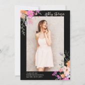 金ゴールドグリッターフローラ水彩写真卒業 招待状 (裏面)