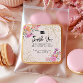 金ゴールドグリッターフローラ水彩感謝してい卒業 スクエアシール