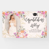 金ゴールドグリッターフローラ水色目盛おめでとう 横断幕 (横)