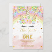 金ゴールドグリッターフローラ第1期ユニコーン 招待状 (正面)