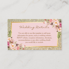 金ゴールドグリッターフローラ結婚の詳細挿入カード エンクロージャーカード
