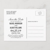 金ゴールドグリッターフローラ結婚式日付の保存 案内ポストカード (裏面)