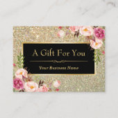 金ゴールドグリッターフローラ美しいサロン贈与証 割引カード (正面)