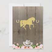 金ゴールドグリッターフローラ馬誕生日招待状 招待状 (裏面)