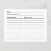 金ゴールドグリッターフローラ |ブライダルシャワーレシピカード ポストカード (裏面)