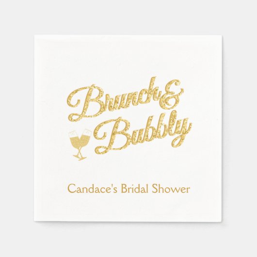 金ゴールドグリッターブライダルシャワーナプキンス スタンダードカクテルナプキン (正面)