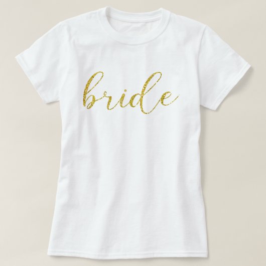 金ゴールドグリッターブライド結婚タイポグラフィ Tシャツ (デザイン正面)