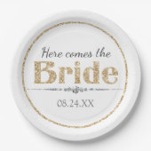 金ゴールドグリッターブライド&ダイヤモンド ペーパープレート (正面)