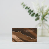 金ゴールドグリッターブラウンマーブルアゲート 名刺 (スタンド正面)