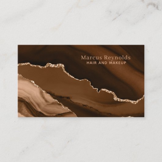 金ゴールドグリッターブラウンマーブルアゲート 名刺 (正面)