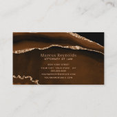 金ゴールドグリッターブラウンマーブルジェムストーン 名刺 (裏面)