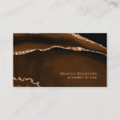 金ゴールドグリッターブラウンマーブルジェムストーン 名刺 (正面)