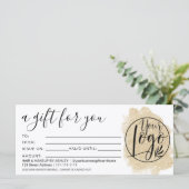 金ゴールドグリッターブラシストロークのギフト証明書のロゴ (スタンド正面)