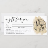 金ゴールドグリッターブラシストロークのギフト証明書のロゴ (正面)