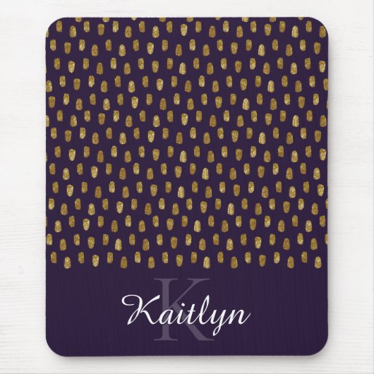 金ゴールドグリッターブラシストローク(紫) マウスパッド (正面)
