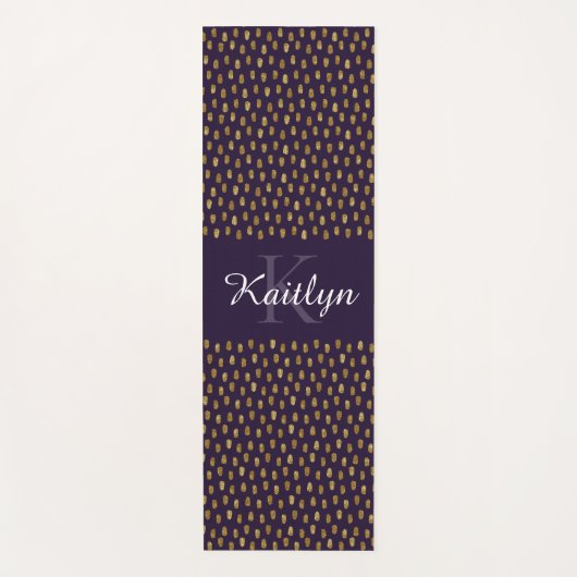 金ゴールドグリッターブラシストローク（紫） ヨガマット (正面)