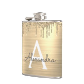 金ゴールドグリッターブラシ仕上げ金属モノグラム名 フラスク (左)