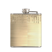 金ゴールドグリッターブラシ仕上げ金属モノグラム名 フラスク (裏面)