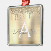 金ゴールドグリッターブラシ仕上げ金属モノグラム名 メタルオーナメント (左)