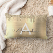 金ゴールドグリッターブラシ仕上げ金属モノグラム名 ランバークッション (ブランケット)