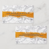 金ゴールドグリッターブラシ |大理石モダン石 名刺 (正面/裏面)