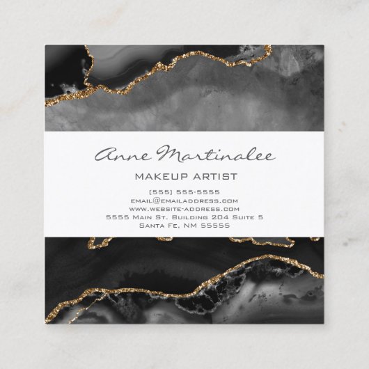 金ゴールドグリッターブラックアゲートスクエア名刺 スクエア名刺 (裏面)