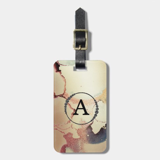 *~*金ゴールドグリッターブラックイニシャルダきらきら光るイヤ ラゲッジタグ (正面縦)