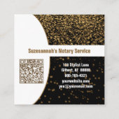 金ゴールドグリッターブラックカスタムQRコード公証人 スクエア名刺 (裏面)