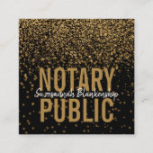 金ゴールドグリッターブラックカスタムQRコード公証人 スクエア名刺 (正面)