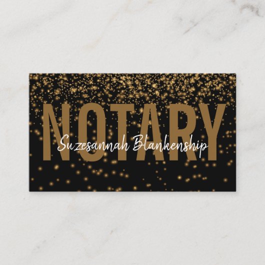 金ゴールドグリッターブラックカスタムQRコード公証人 名刺 (正面)
